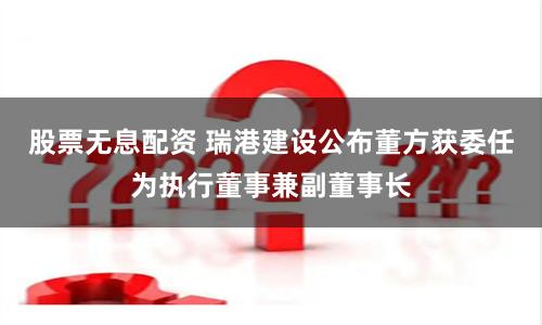 股票无息配资 瑞港建设公布董方获委任为执行董事兼副董事长